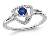 1/4 Carat (ctw) Blue Sapphire Geometric Ring in 14K White Gold with Diamonds 1/10 Carat (ctw)